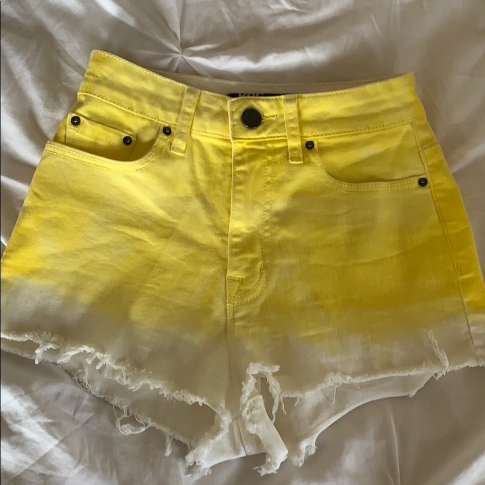 Yellow ombre high waisted shorts